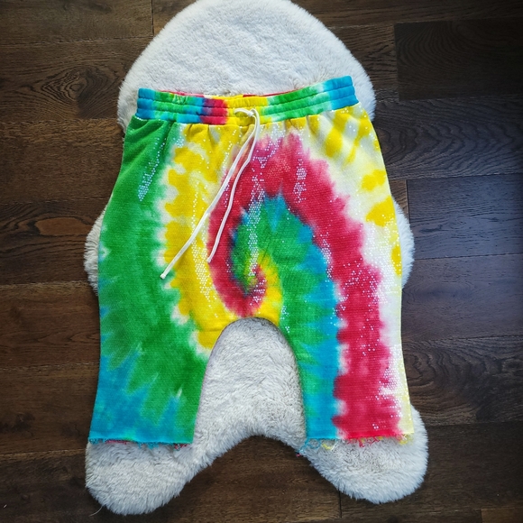 R13 Sequin Tie Dye Sweat Jadper Long Sweat Shorts Unisex - Picture 2 of 12